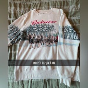 Budweiser Winter Scene White Sweatshirt